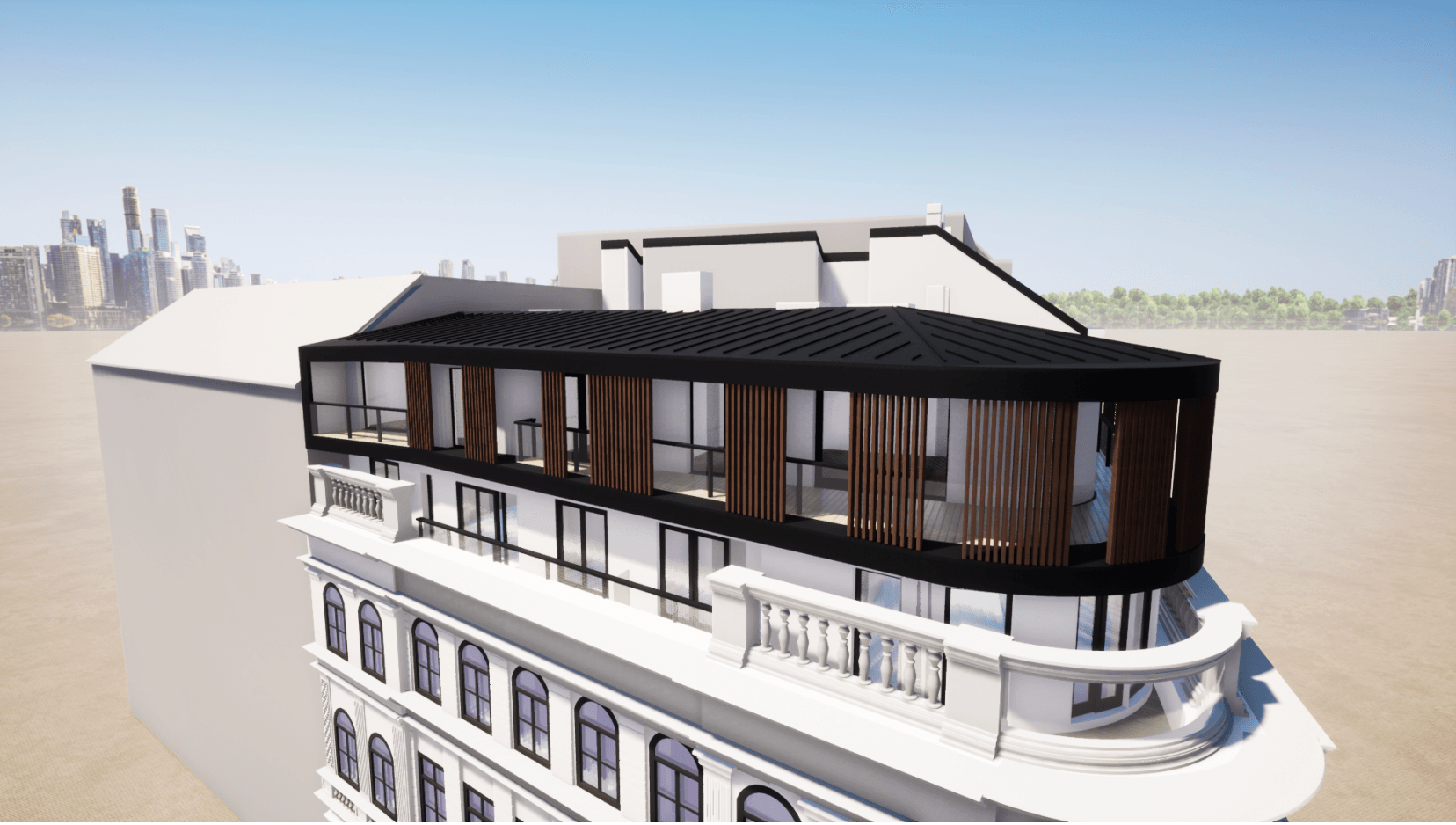 Rooftop transformation project in the city center. Luxury 8-unit penthouse project.
